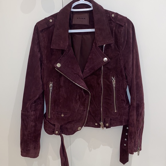 BLANKNYC Burgundy Suede Moto Jacket - Picture 2 of 4